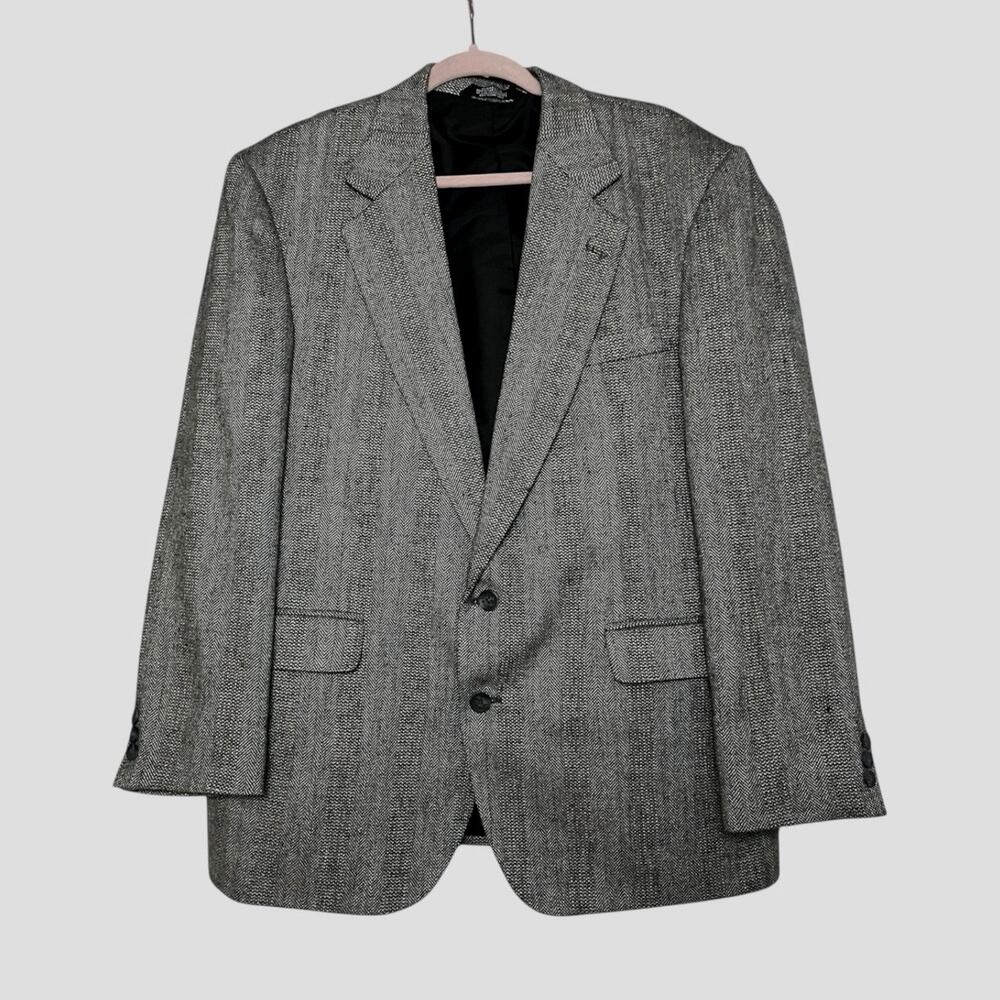 Haggar Mens Grey Gentleman's Fit Imperial Two Button Blazer Suit Coat